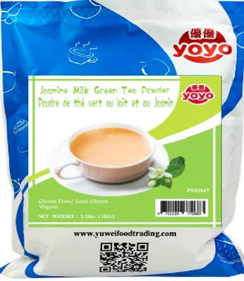 Paquet poudre thé vert au lait au jasmin Yoyo 1kg sans gluten vegan boisson chaude