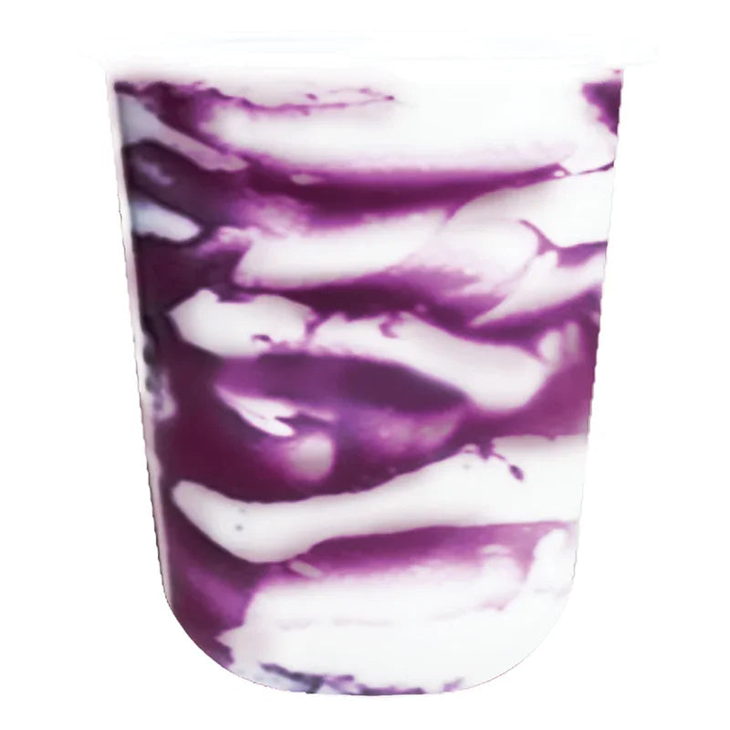 Poudre cosmétique violette et blanche marbrée Walling Taro en pot blanc