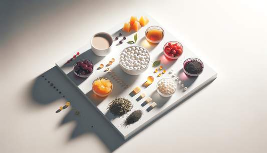 authentic bubble tea ingredients arranged on white surface with soft natural light