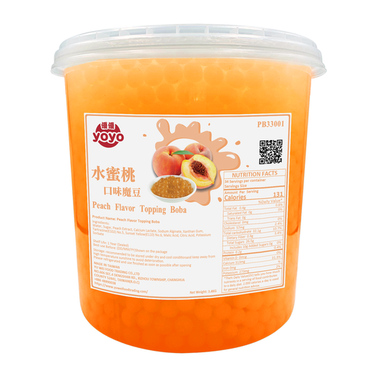 Box of 4 Cans Peach Flavor Topping Boba PB33001